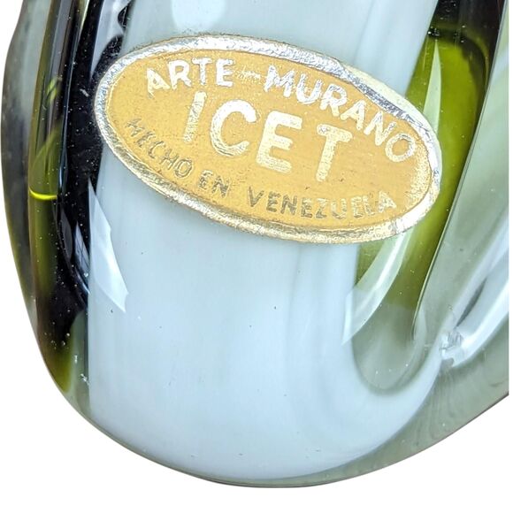 Icet Venezuela Murano Glass Praying Figurine: Green Art Glass Sculpture - Picture 6 of 8